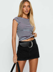 Nicolina Low Rise Denim Mini Skirt Washed Black