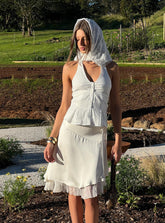 Rosemead Satin Midi Skirt Cream