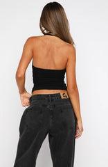 Topic Of Conversation Halter Top Black