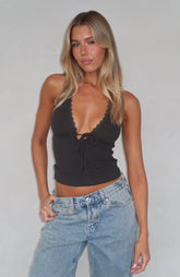 Believing The Lies Halter Top Charcoal