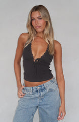 Believing The Lies Halter Top Charcoal