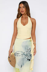 Sunset Soiree Halter Top Lemon