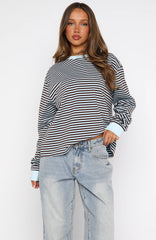 Catch The Drift Long Sleeve Tee Blue/Choc Stripe