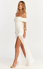 Florence Maxi Dress - Off Shoulder Sheer Skirt Dress in White
