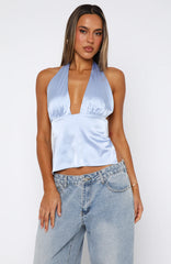 Here For Me Halter Top Blue