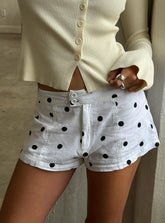 Appreciation Tailored Mini Shorts White Polka