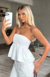 Dedicated To Growth Denim Top Off White