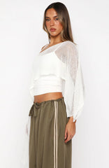 Beach Therapy Knit Poncho Top Cream