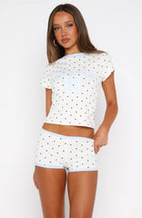 Find A Way Baby Tee White Polka Dot