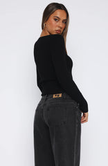 Time To Slay Long Sleeve Knit Top Black