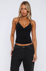 So Tempting Halter Top Black