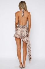 Fit Like A Glove Mini Dress Brown Snake Print