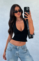 Have To Getaway Halter Top Black