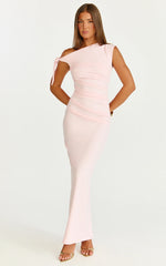 Belle Maxi Dress - Tie Shoulder Detail Dress in Pink