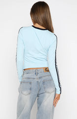 Forever Mine Long Sleeve V Neck Baby Tee Baby Blue