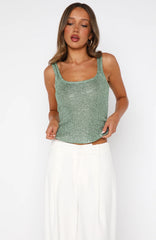 Down For Me Sequin Knit Top Spearmint