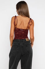 Pretty Savage Lace Bodysuit Wine