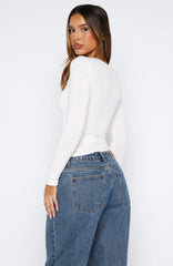 Whisper To You Long Sleeve Top White