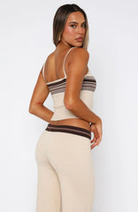 Keep Driving Knit Cami Top Chocolate Stripe