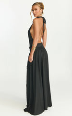 Sophia Maxi Dress - Backless High Cowl Neck Jersey Dress in Black