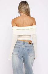 Mood Forever Long Sleeve Off Shoulder Top Cream