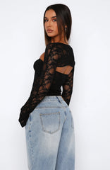 Sweet Lovin' Lace Top Set Black