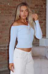 Double Dates Long Sleeve Knit Top Blue