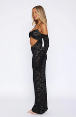 My Whole Heart Lace Maxi Dress Black