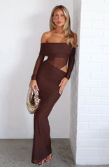 Take Another Look Long Sleeve Maxi Dress Chocolate
