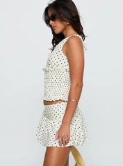 Tovie Frill Linen Blend Skort Cream Polka Dot