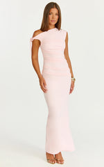 Belle Maxi Dress - Tie Shoulder Detail Dress in Pink