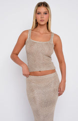 Down For Me Sequin Knit Top Champagne