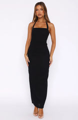 Counting On It Halter Maxi Dress Black