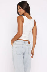 Perfectly Tied Ribbed Tank White