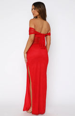 Matcha Baby Off Shoulder Maxi Dress Chilli Red