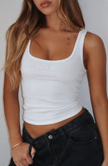 What An Experience Ribbed Tank Top White