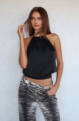 What Was I Thinking Halter Top Black