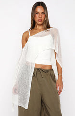 Beach Therapy Knit Poncho Top Cream