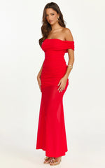 Victoria Maxi Dress - Off Folder Fit and Flare Dress in Red