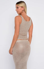 Down For Me Sequin Knit Top Champagne
