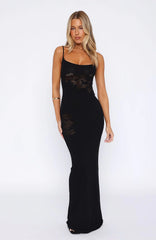 Deep Love Knit Maxi Dress Black