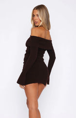 Parental Guidance Knit Mini Dress Chocolate