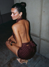 Keiana Mini Skirt Burgundy / Pink Polka