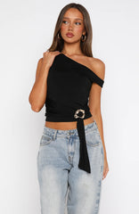 Stuck In A Dream Off Shoulder Top Black