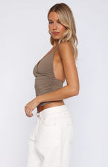 So Tempting Halter Top Olive