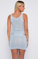 Down For Me Sequin Knit Top Ice Blue