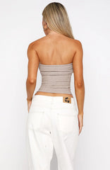 Passing By You Strapless Top Champagne