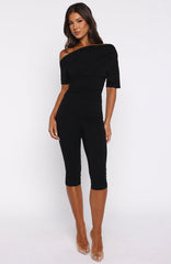 Brunch Dates Off Shoulder Jumpsuit Black