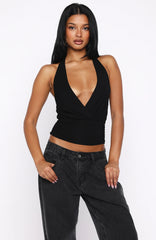 Show Stopping Halter Top Black