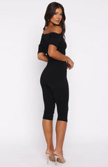 Brunch Dates Off Shoulder Jumpsuit Black